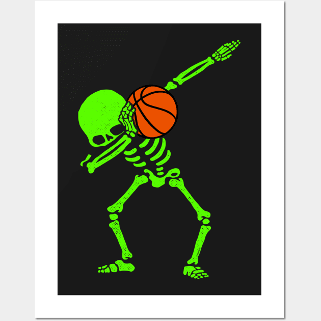 Halloween Dabbing Skeleton BASKETBALL T-Shirt Skeleton Dab Wall Art by vo_maria